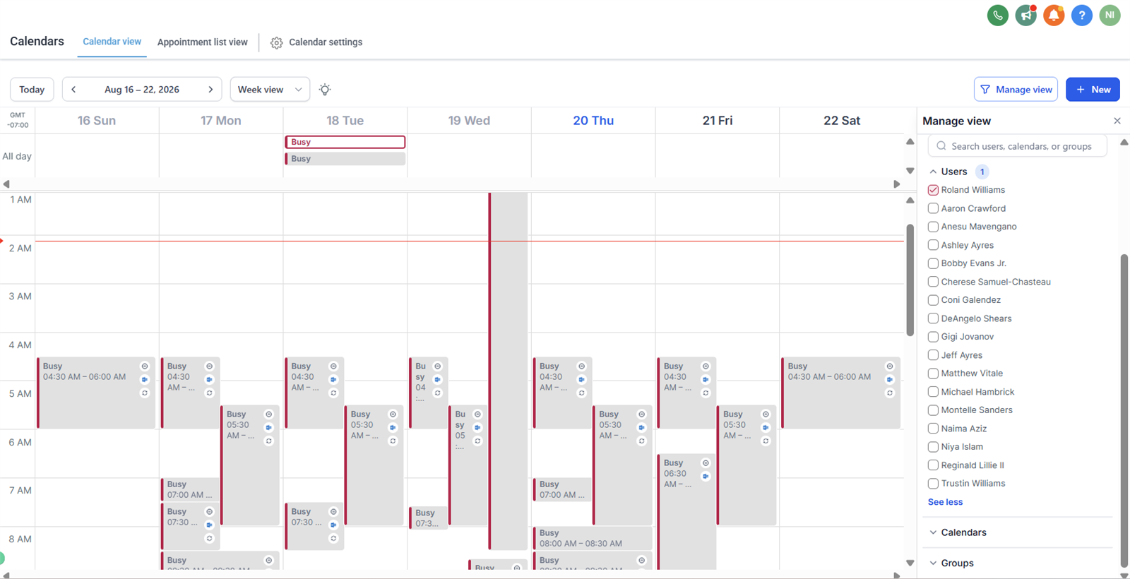 GHL calendar with automated booking blocks